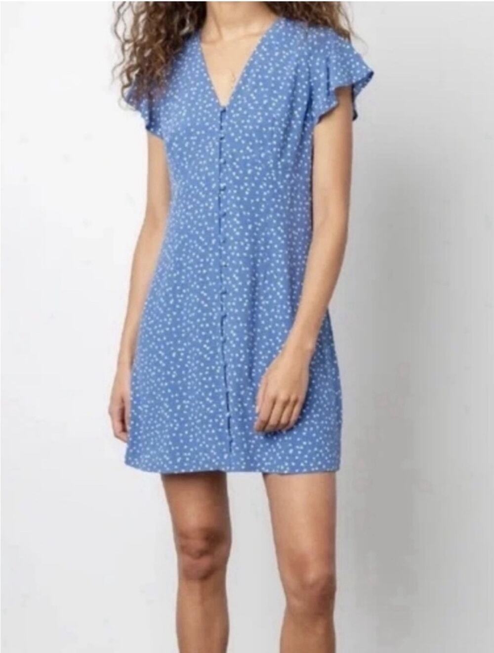 Rails Helena Blue Garden Floral Button Down Mini Dress Size M Cottage